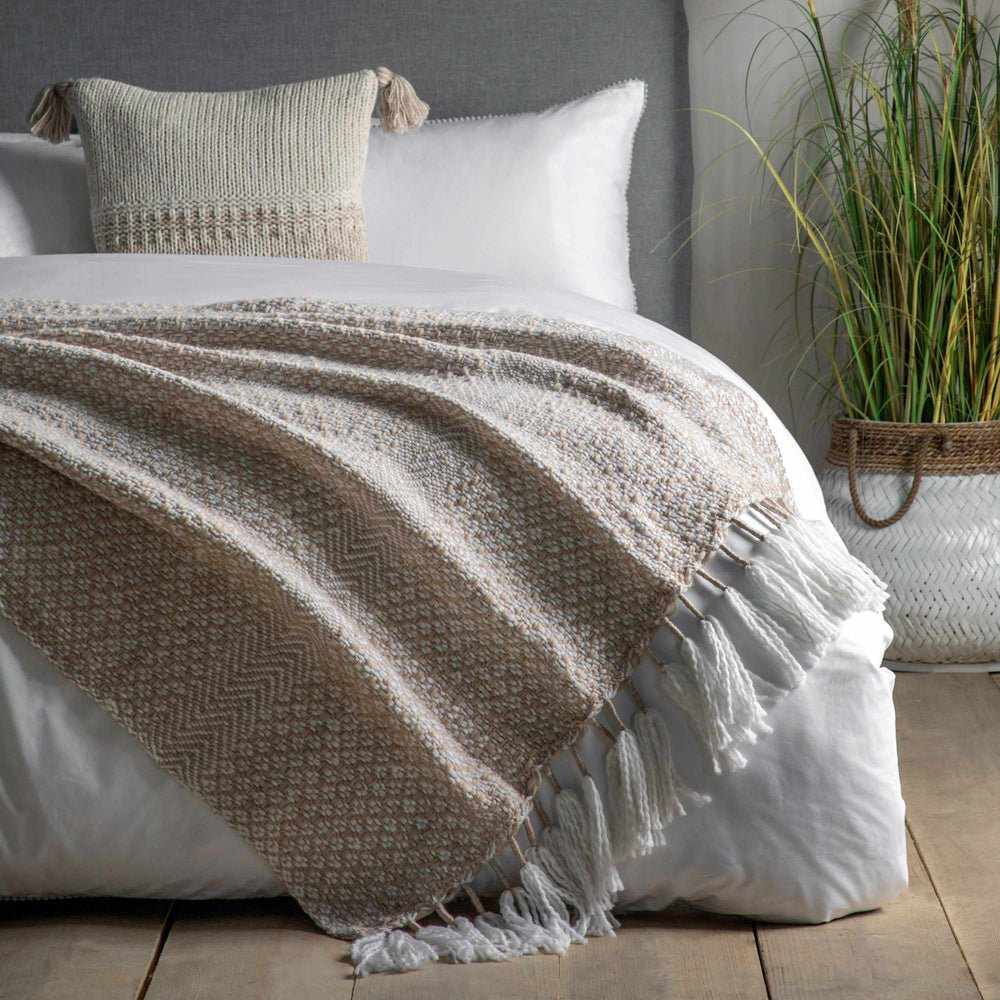 Woven Wrapped Tassel Throw Natural NEST FLOWERS