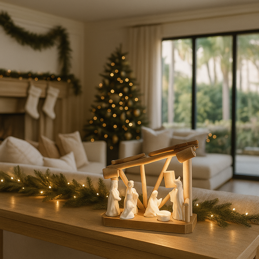 Wood Led Nativity Scene