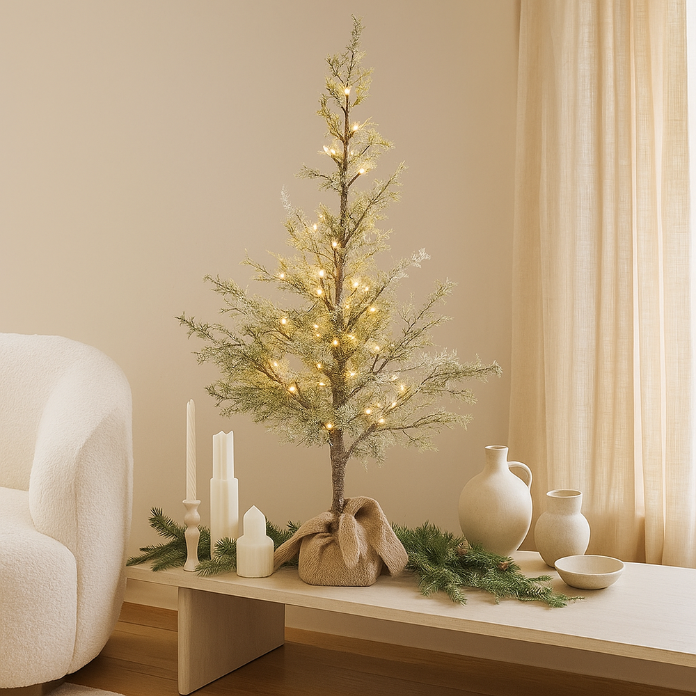 Light Up Fir Tree With Hessian Base