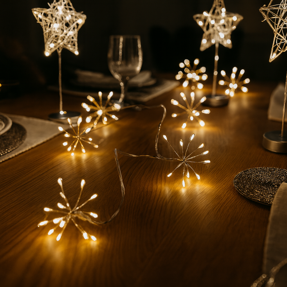 x6 Starburst Garland Lights Silver