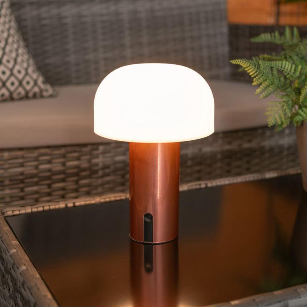 Calhoun Rechargeable Mushroom Table Lamp Copper