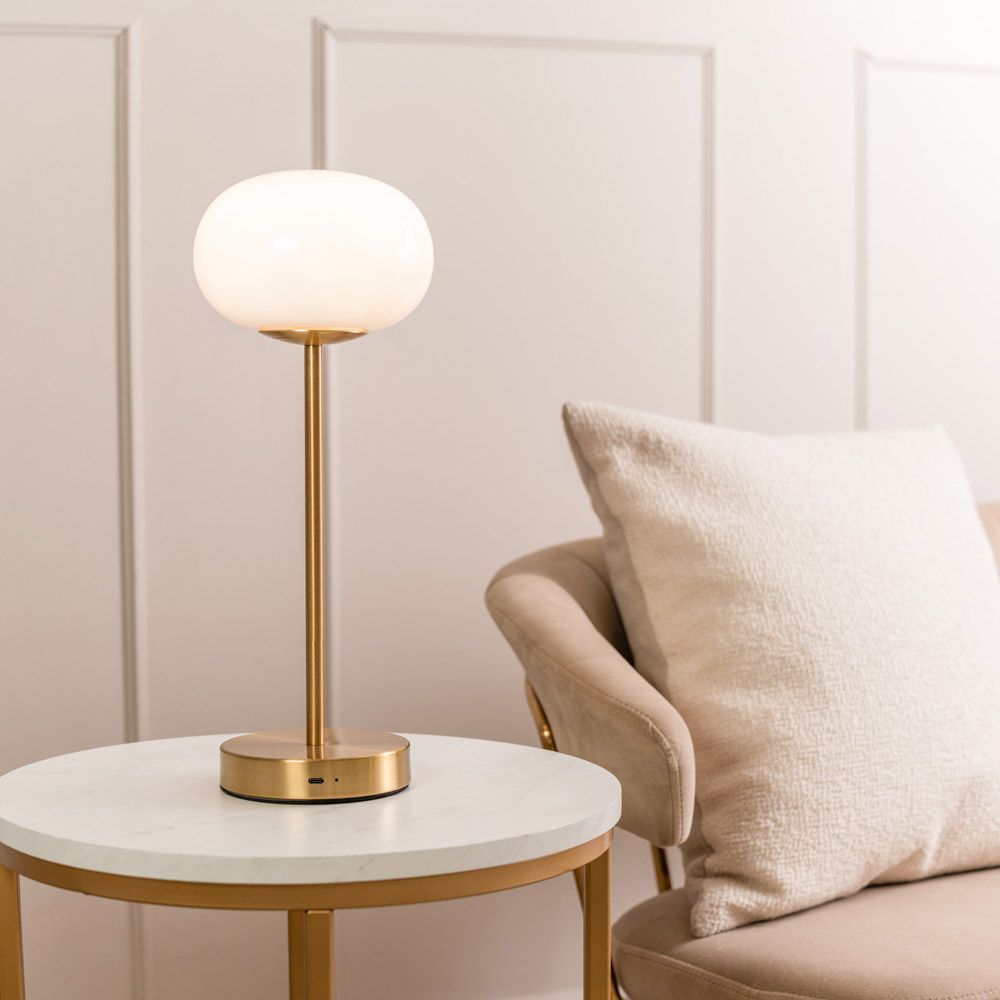 Emmy Rechargeable Table Lamp Antique Brass