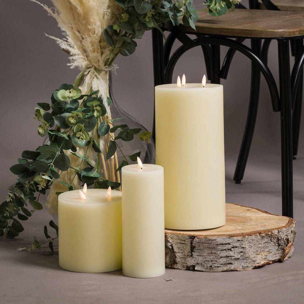 3 Wick LED Candle White 12"