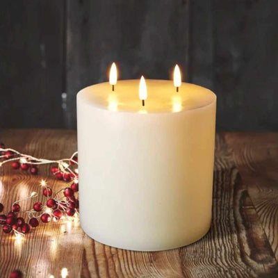 3 Wick LED Candle White 6"