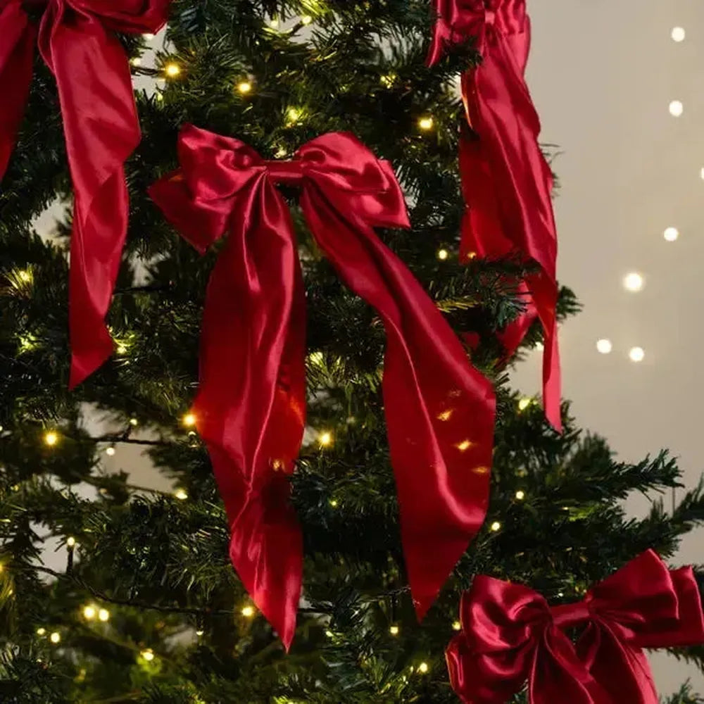 x24 Satin Bow Clip Red