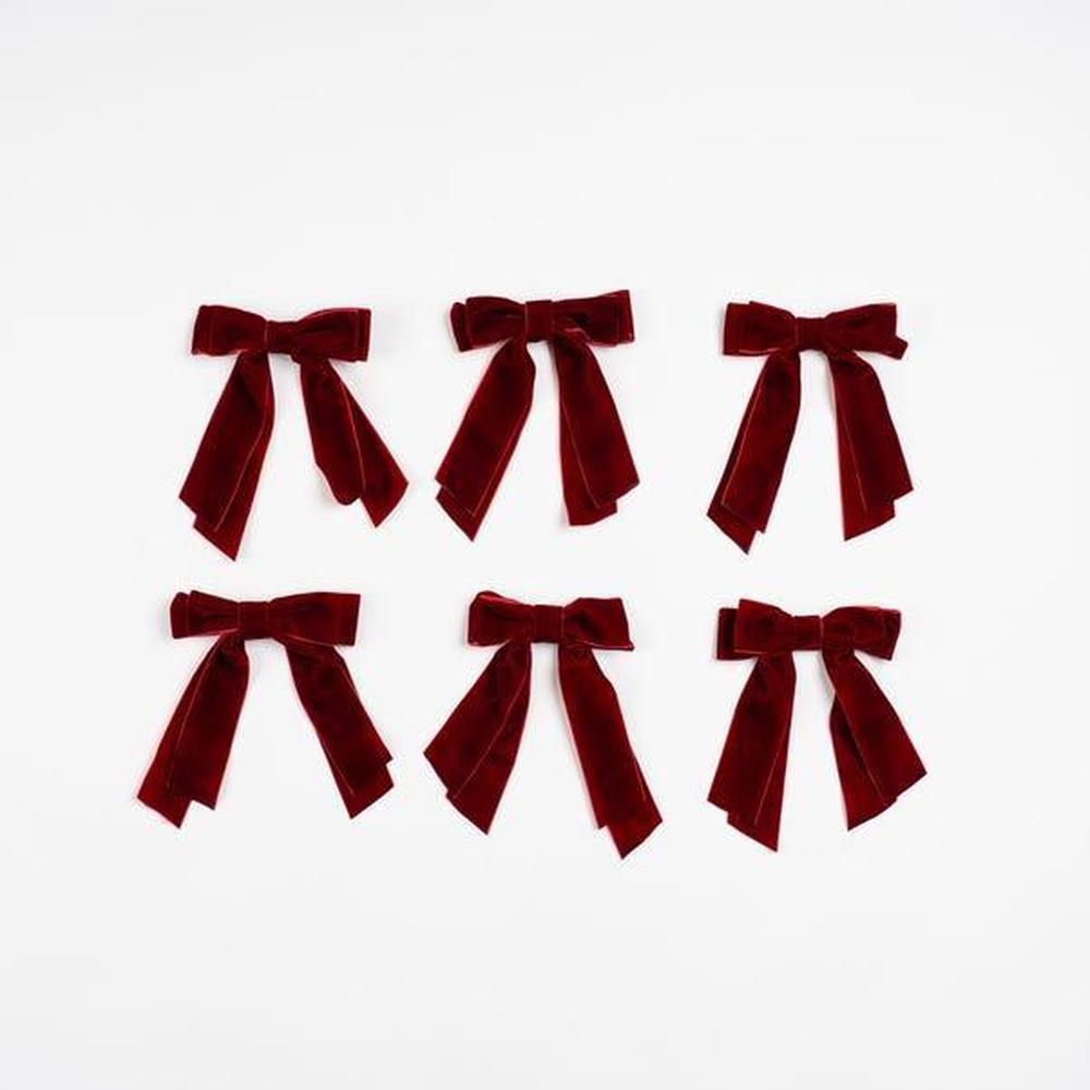 x24 Velvet Bow Clip Red