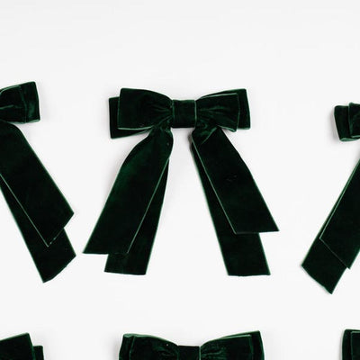 x24 Velvet Bow Clip Green