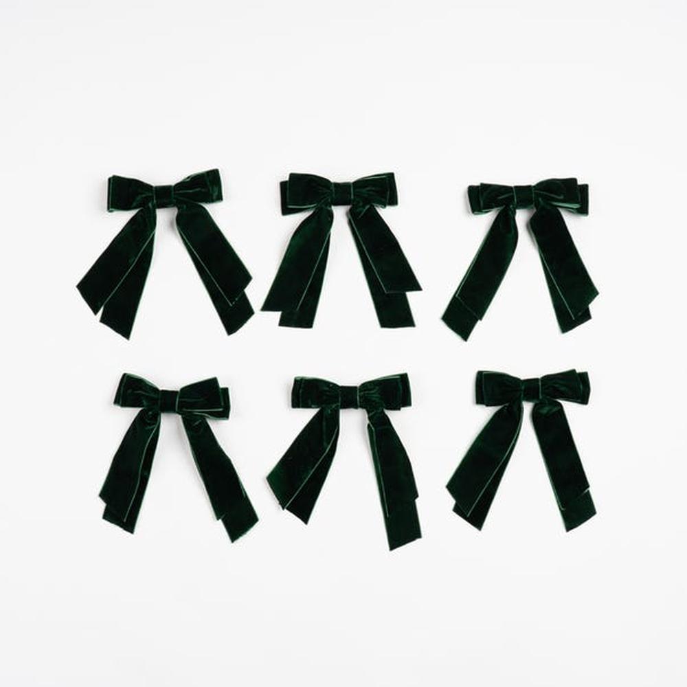 x24 Velvet Bow Clip Green