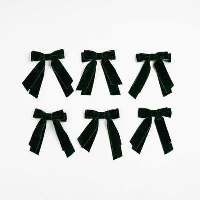 x24 Velvet Bow Clip Green