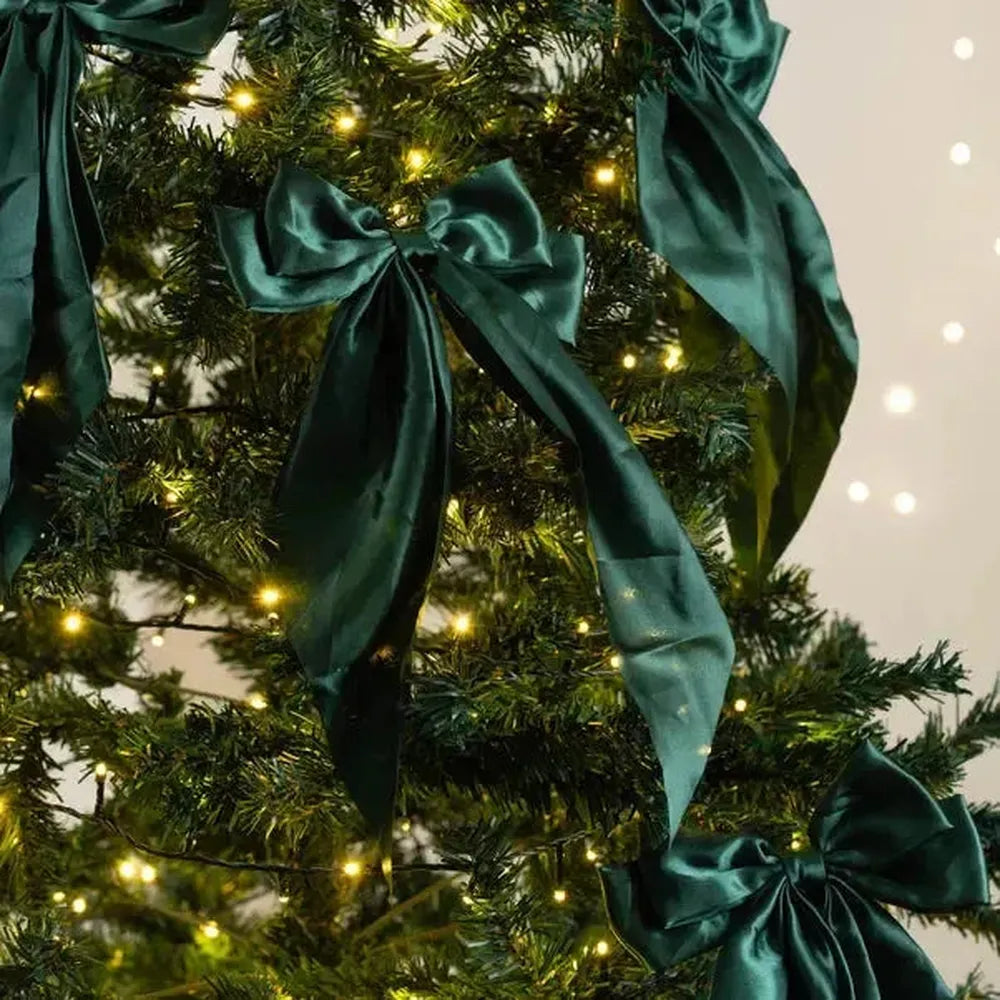 x24 Satin Bow Clip Green