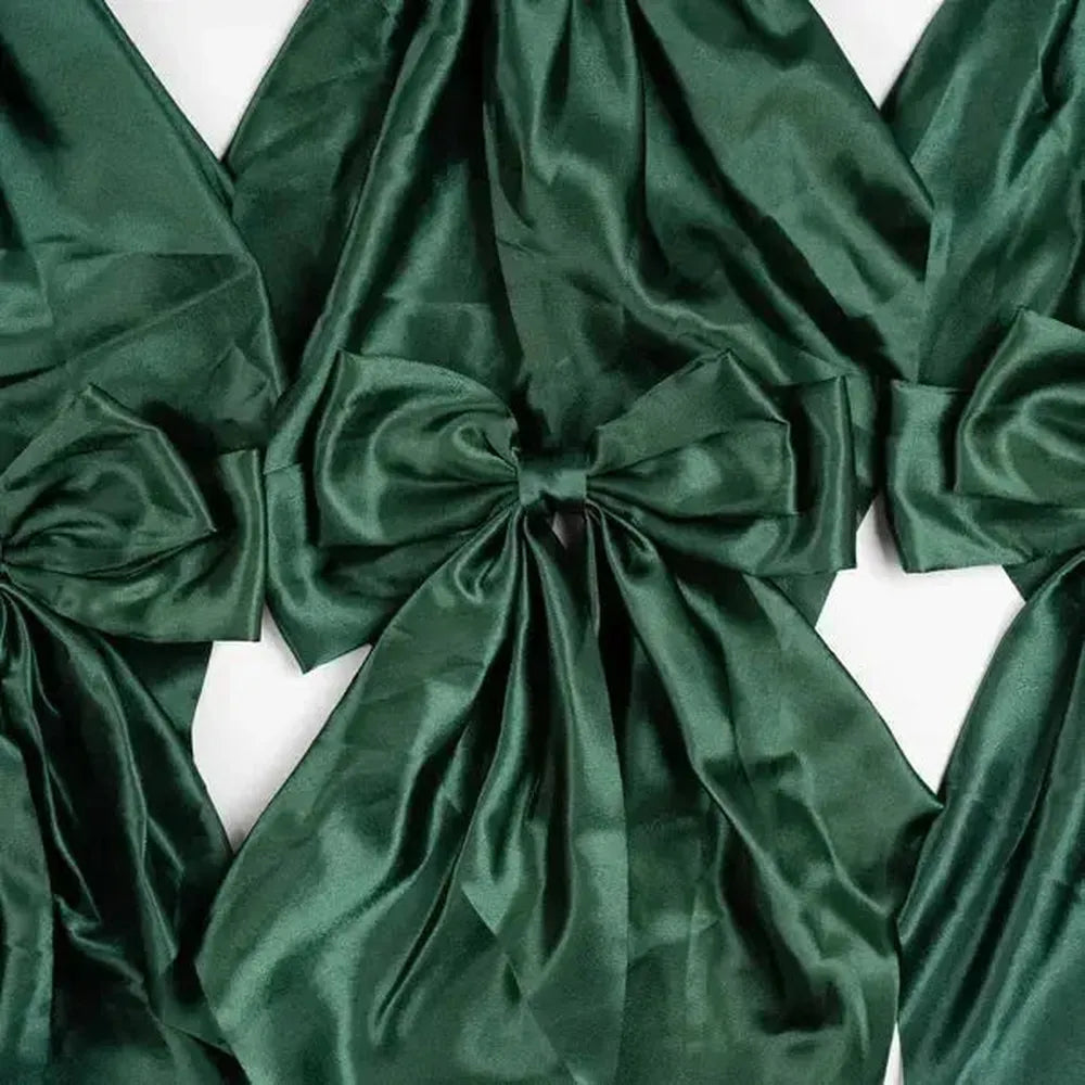 x24 Satin Bow Clip Green
