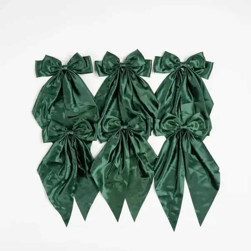 x24 Satin Bow Clip Green
