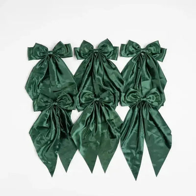 x24 Satin Bow Clip Green