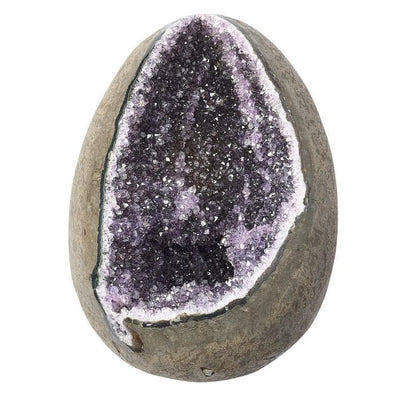 Natural Amethyst Geode Egg – Deep Purple Crystal Display