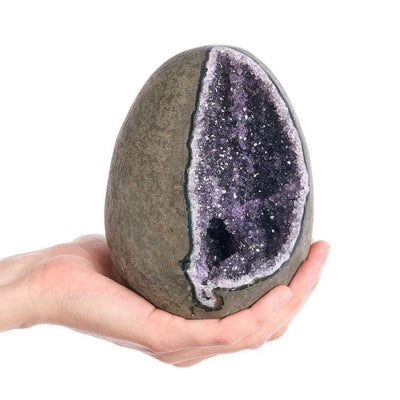 Natural Amethyst Geode Egg – Deep Purple Crystal Display
