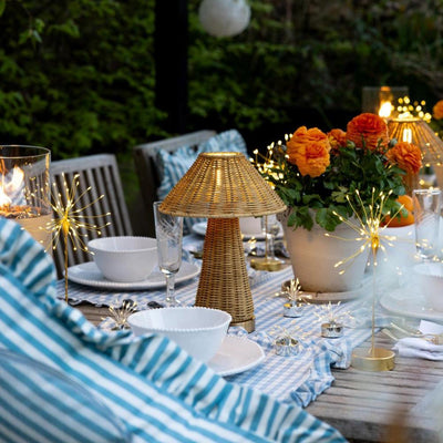 2x Rattan Rechargeable Table Lamps