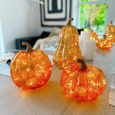 x6 Large Fall Glass Pumpkin Lights