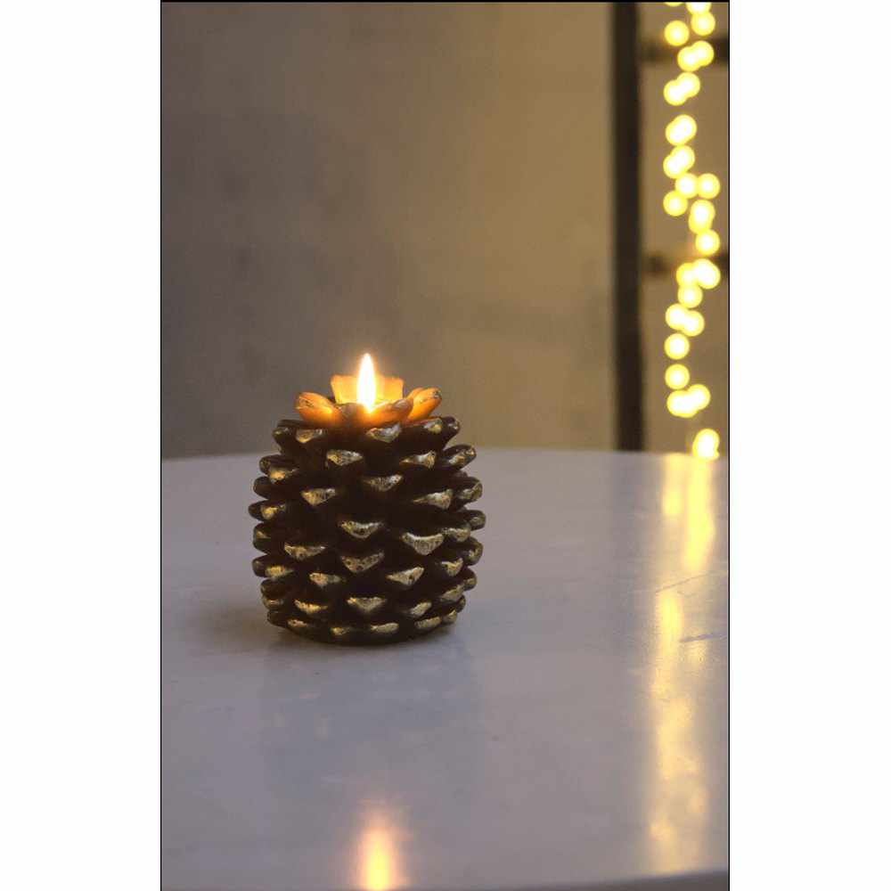 LED Pinecone Candle pack Gold