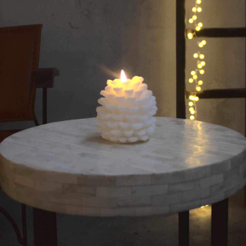 LED Pinecone Candles pack White