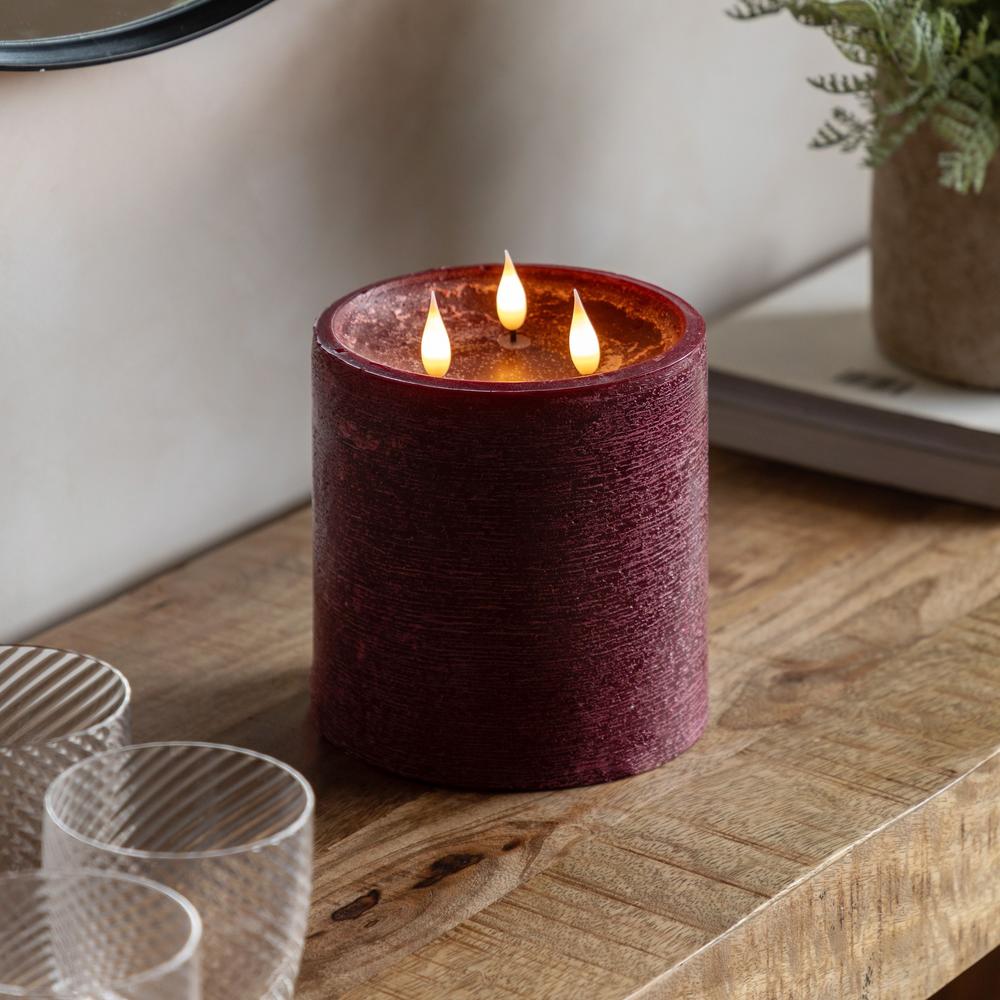 3 Wick LED Candle Oxblood