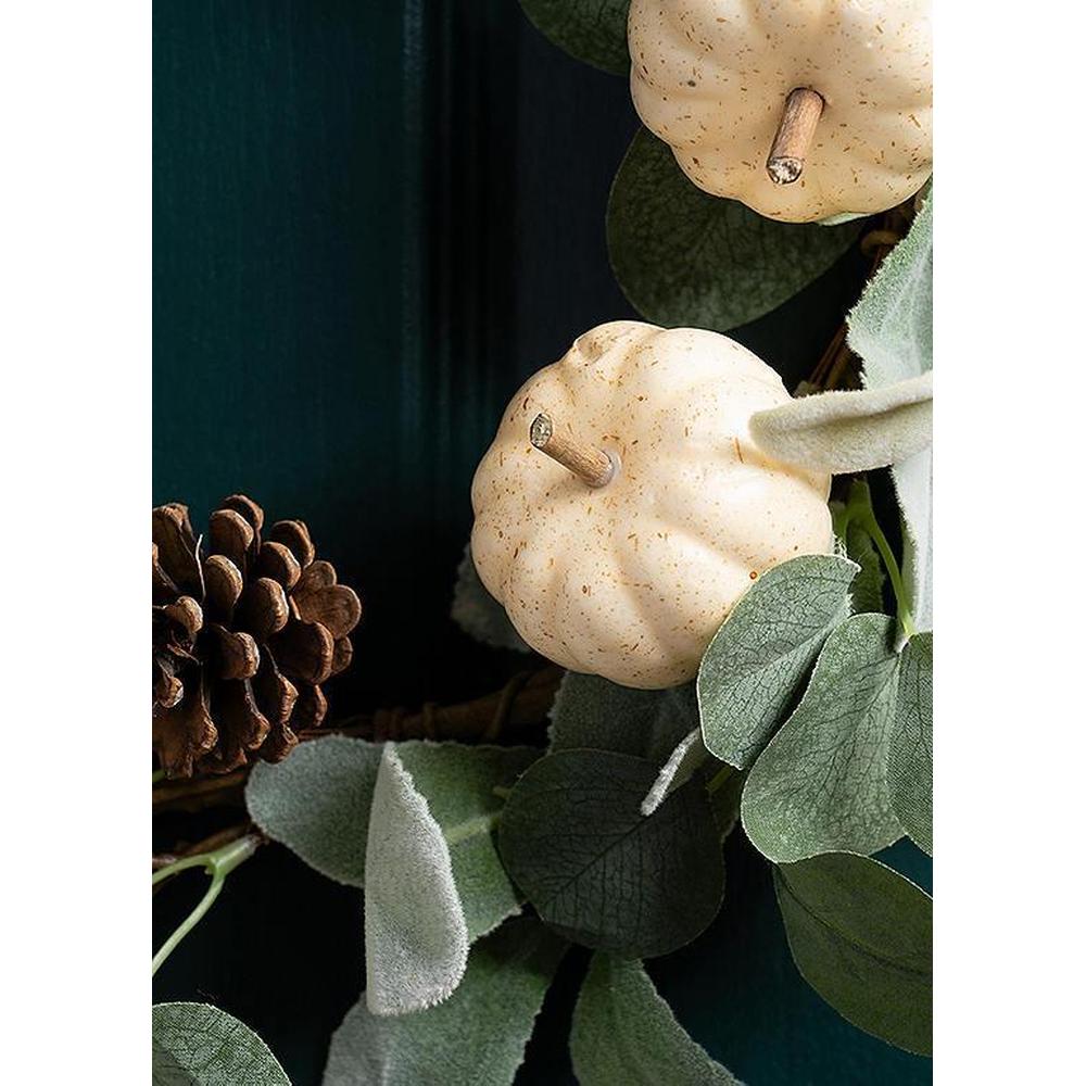 Pumpkin & Faux Eucalyptus Wreath