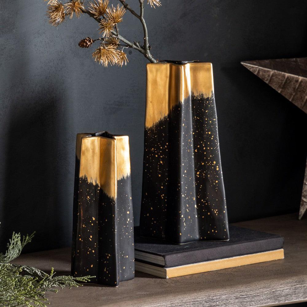 Shooting Star Vase Black Gold