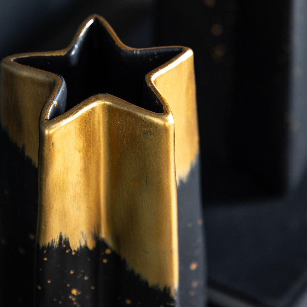 Shooting Star Vase Black Gold