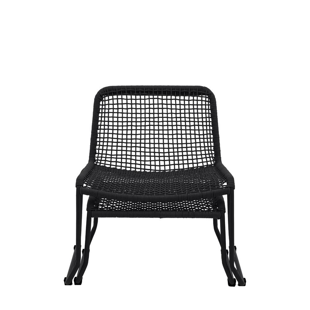 Sassano Lounge Chair Black with Footstool