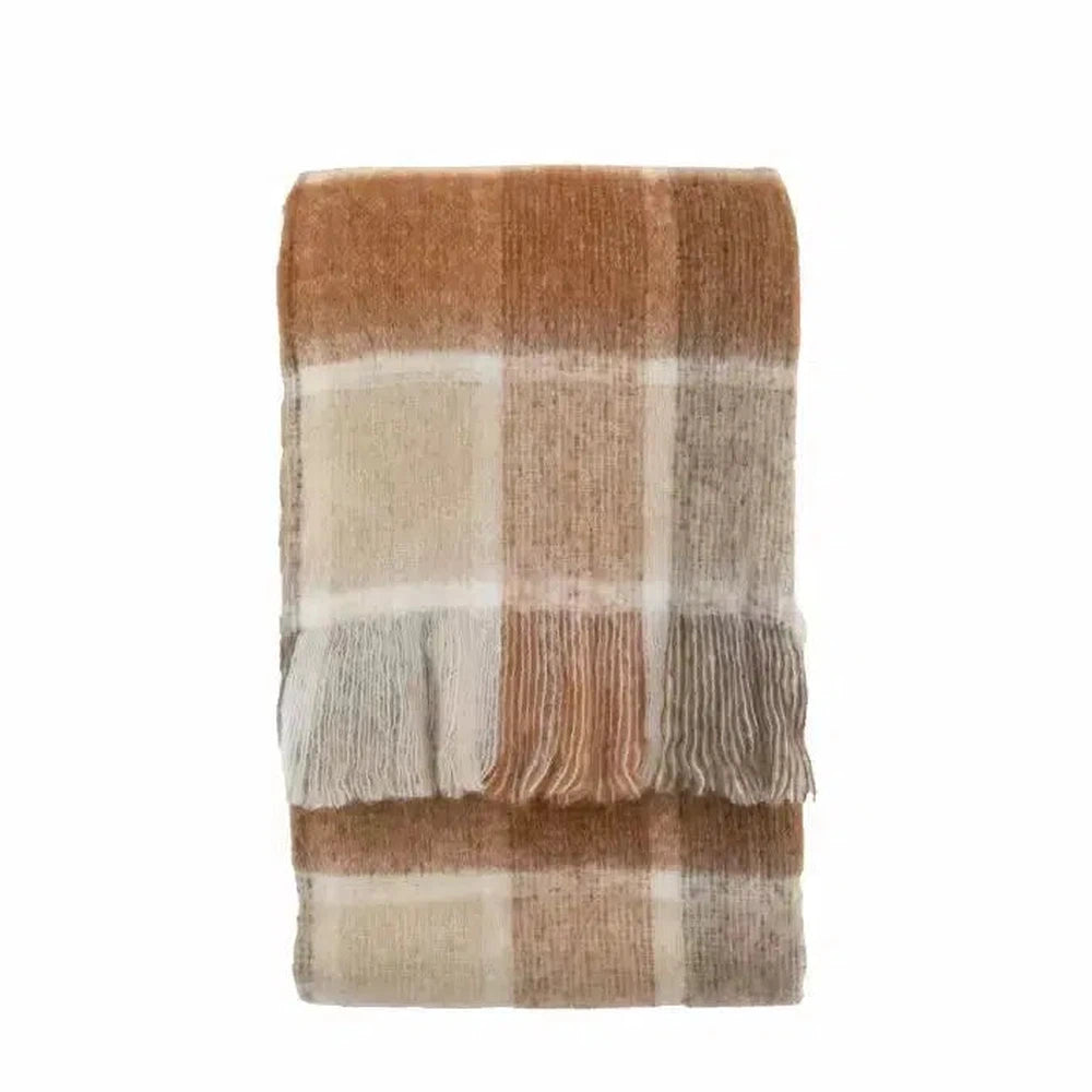 Check Mohair Throw Rust