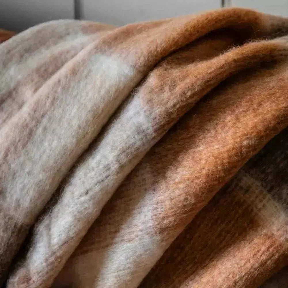 Check Mohair Throw Rust