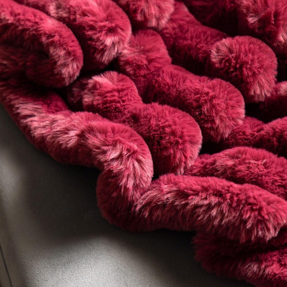 Ribbed Faux Fur Throw Merlot