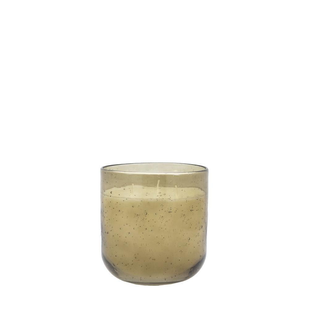 Filled Glass Candle Green Small