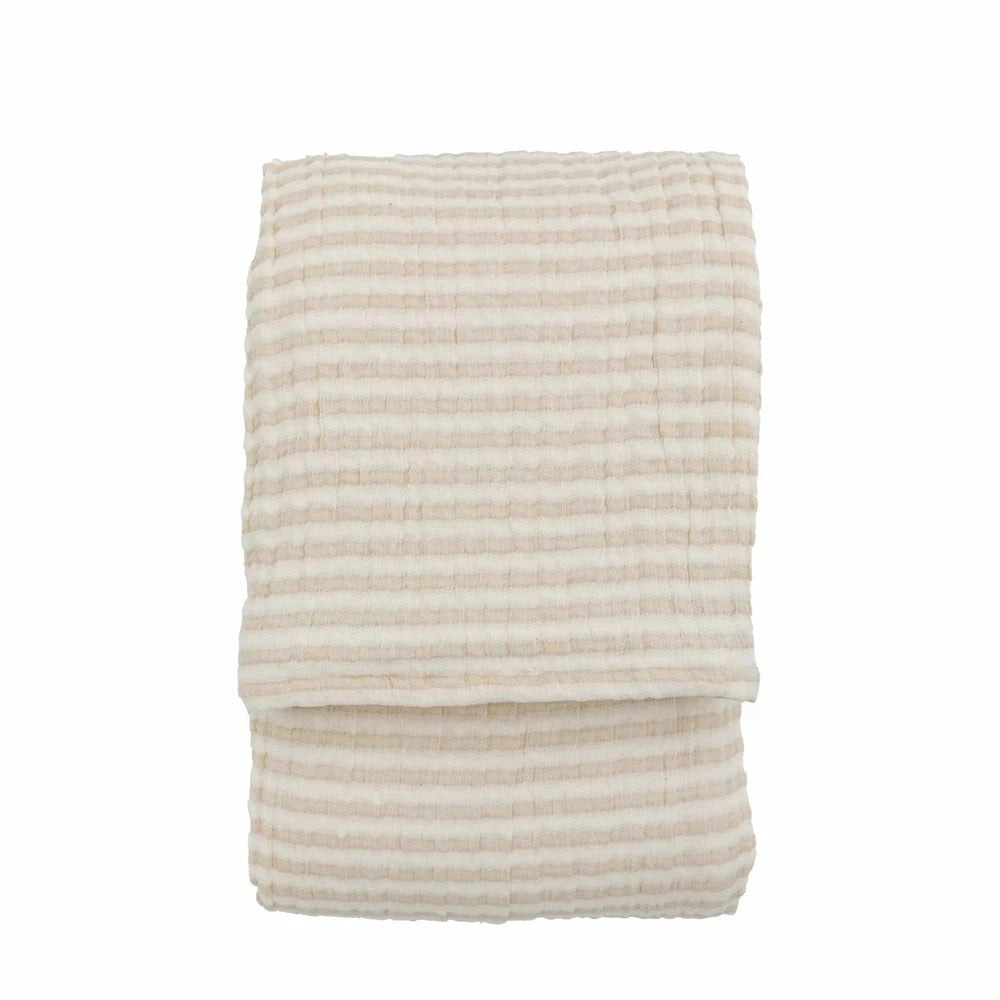 Crinkle Stripe Bedspread Beige