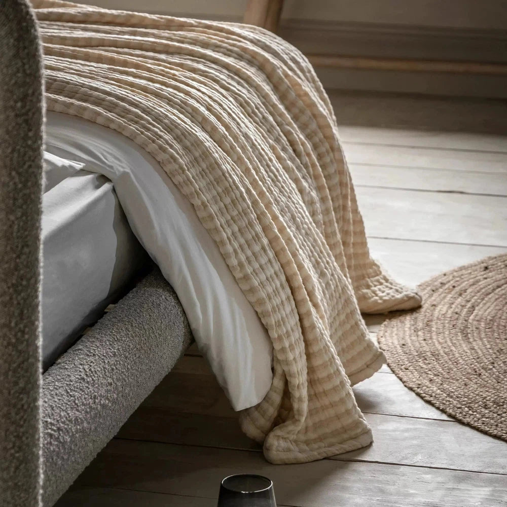 Crinkle Stripe Bedspread Beige