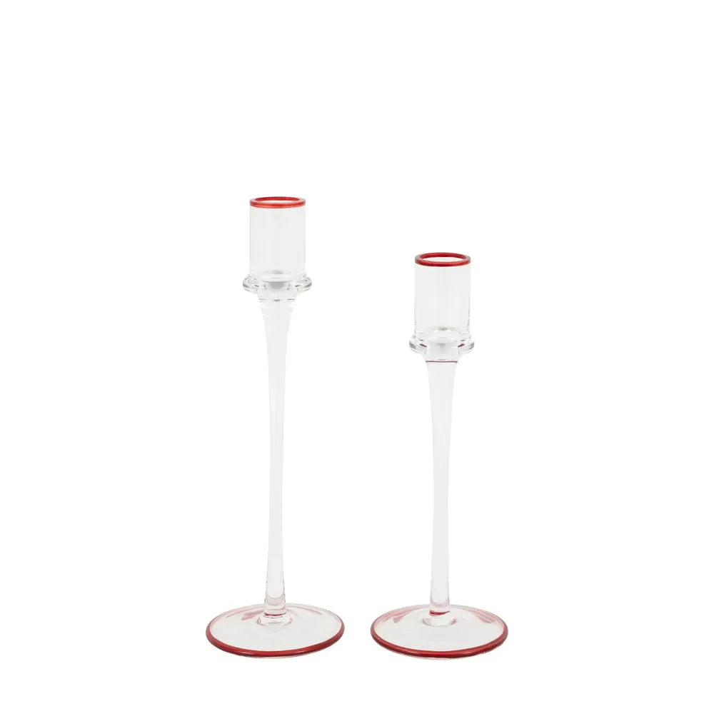x6 Red Rim Glass Candle Stick