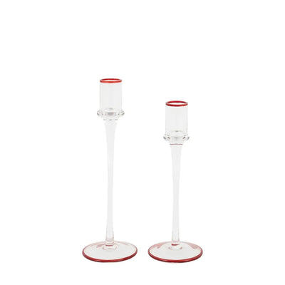 x6 Red Rim Glass Candle Stick