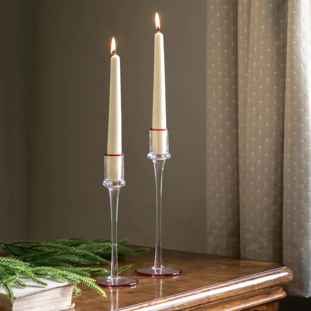 x6 Red Rim Glass Candle Stick