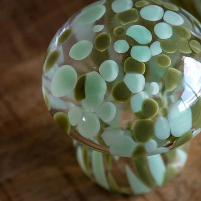 x2 Confetti Glass Mushrooms Green