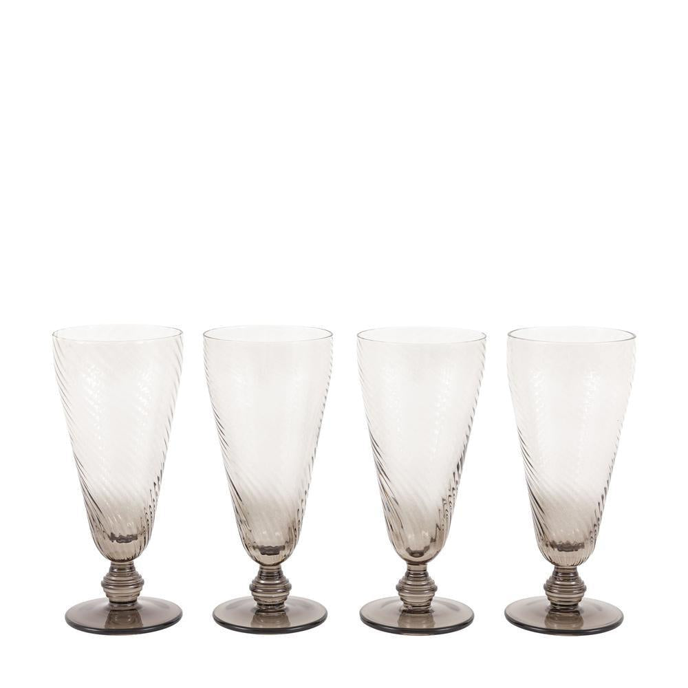 x4 Swirl Flute Glass Smoked Grey
