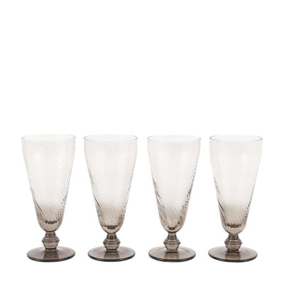 x4 Swirl Flute Glass Smoked Grey