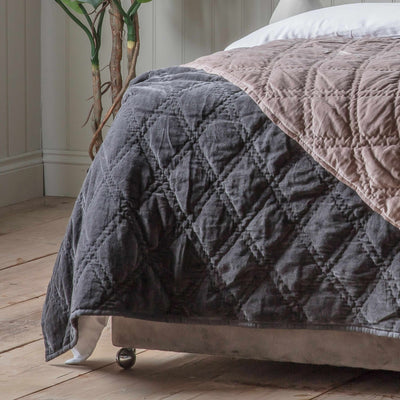 Quilted Diamond Bedspread Charcoal