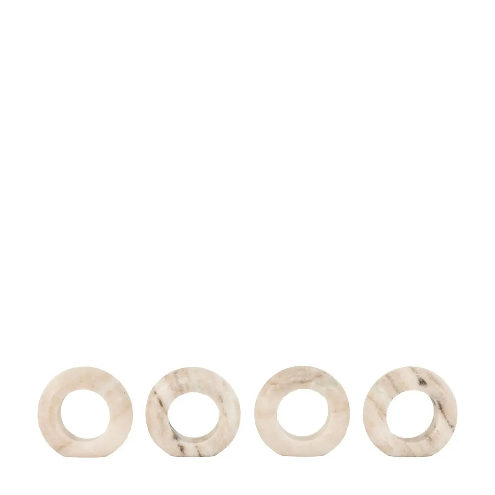 x4 Novi Napkin Rings Beige Marble