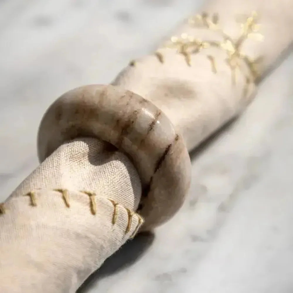 x4 Novi Napkin Rings Beige Marble
