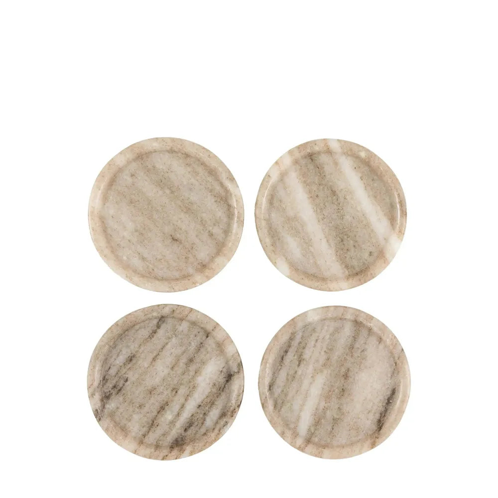 x4 Novi Round Coasters Beige Marble