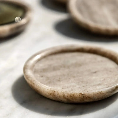 x4 Novi Round Coasters Beige Marble