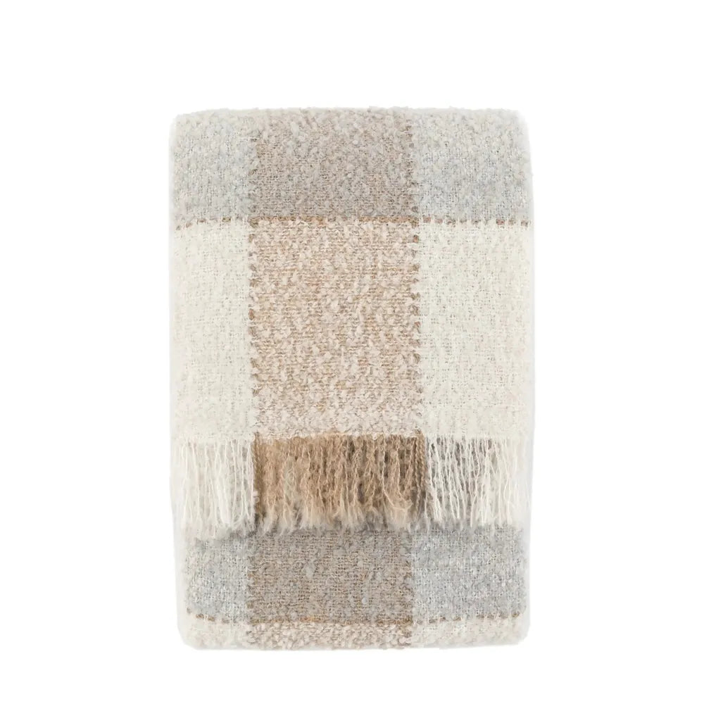 Autumn Check Boucle Throw Natural