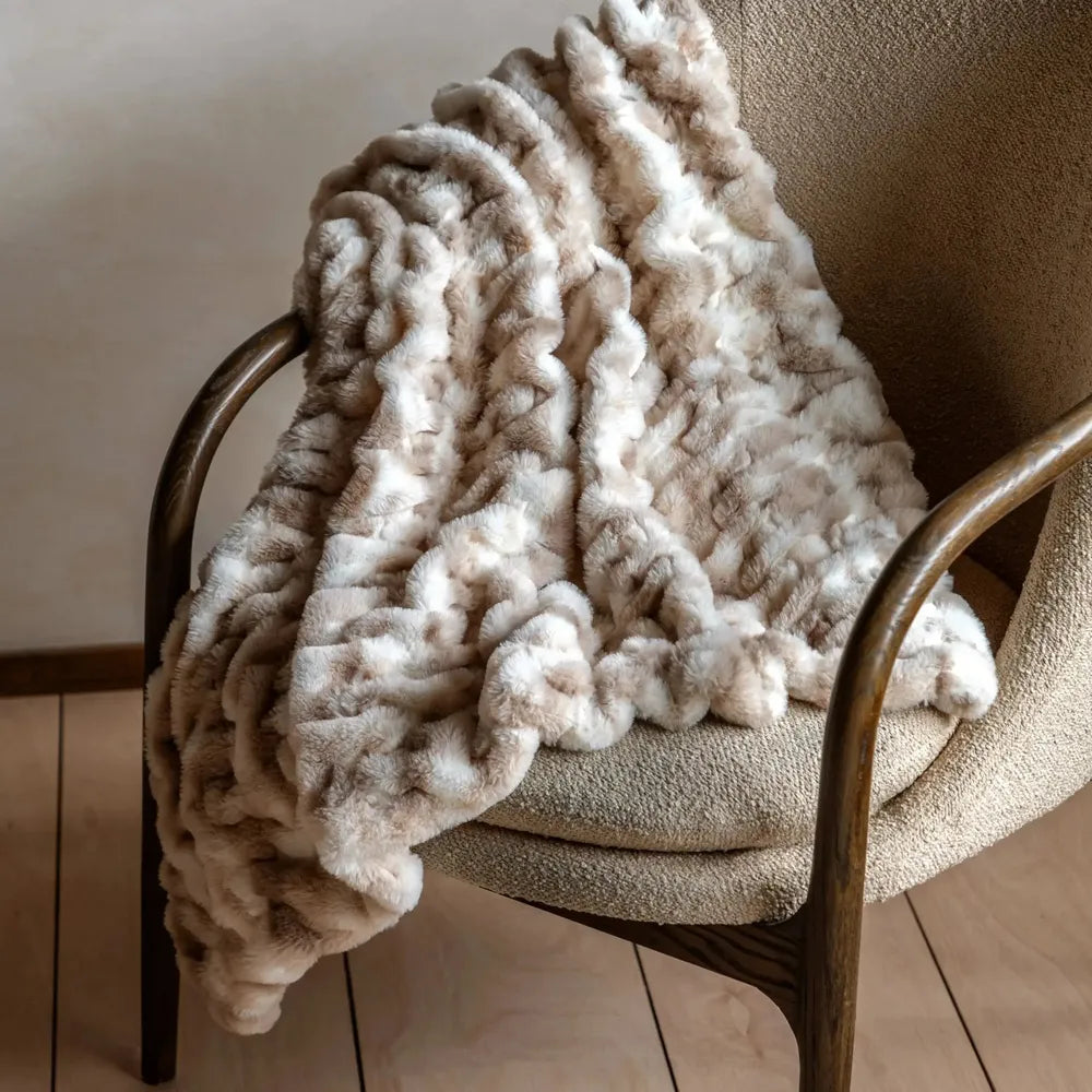 Deco Luxe Ruched Faux Fur Throw