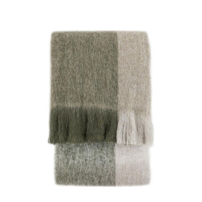 Heritage Check Faux Green Mohair Throw
