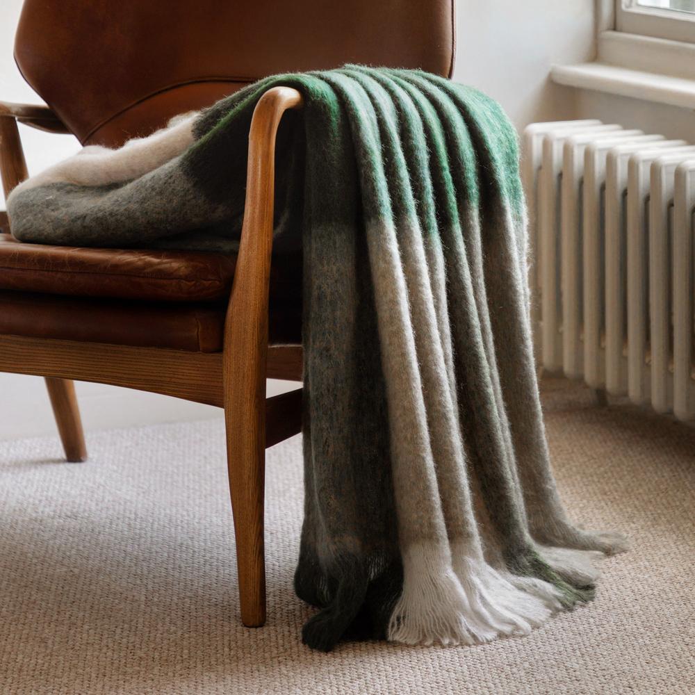 Heritage Check Faux Green Mohair Throw