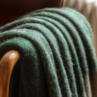 Heritage Check Faux Green Mohair Throw